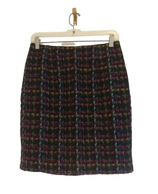 The Limited Skirt Womens Size 8 Black Teal Blue Pink Yellow Lined Tweed - Image 1 of 4