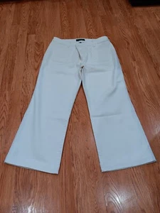 Polo Jeans Co Ralph Lauren Pants Womens SZ12 Beige Flared Flat Front Casual - Picture 1 of 15