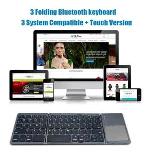 MINI FOLDABLE BLUETOOTH KEYBOARD with TOUCHPAD for IOS ANDROID WINDOWS UNIVERSAL - Picture 1 of 15