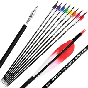 28'' 30'' 31" Archery Carbon Arrows SP500 ID6.2mm 5" Turkey Feathers Bow Hunting - Picture 1 of 20