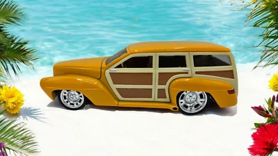 Classic Metal Works Hawk Beach Reacher Yellow Ford Woodie Diecast Car 1:24 - Image 1 of 4