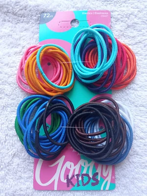 72 Goody Color Thin 2mm No Metal Ponytailer Hair Bands White Blues Ouchless Kids - Image 1 of 4
