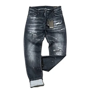 New DSQ2 Cool Guy Jean Stretchy Ripped Washed Slim Fit Men's Black Jeans - Picture 1 of 3