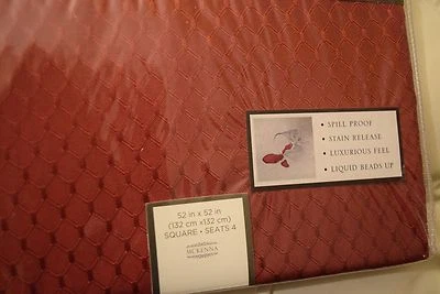 NEW 2 MCKENNA Microfiber Tablecloth Spill Proof Fabric Holiday Red 52" Square  - Image 1 of 4