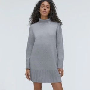 Everlane Size XS Gray Cozy Stretch Turtleneck Sweater Dress Wool Blend Yak Cozy - Picture 1 of 15