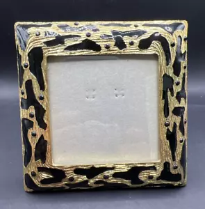 Bombay Cheetah Gold Enameled Mini Metal Picture Frame For 3x3”photo Animal Print - Picture 1 of 8