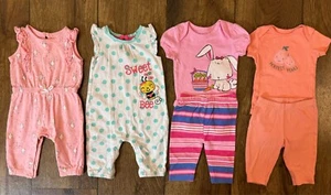 Baby Girl 0/3 Mo Clothes Lot Rompers Pants Shirts Outfits Spring Bunny Bee Pear - Picture 1 of 10