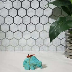 Zuni Fetish Hand Carved Turquoise Bear With Bundle Offering - Picture 1 of 11