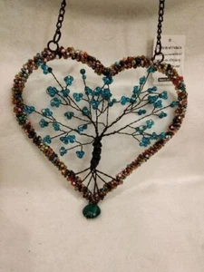 Tree of Life Beaded Heart Shape Wall Decor - Picture 1 of 3