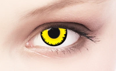 Crazy Fun Farbige Gelb Kontaktlinsen Party Karneval Halloween - YELLOW LUNATIC - Bild 1 von 2