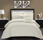 5pc Chic Home Emery Solid Beige Cream White KING Comforter Set Elegant Neutral