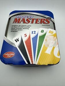 NEW Fundex PHASE 10 MASTERS Edition Collectible Blue & Silver TIN Card Game