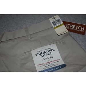 Dockers Pants Mens Size 44 x 30 Signature Khaki Chinos FLAT Straight Fit Tan NEW - Picture 1 of 10