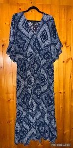 Abito Lane Bryant blu floreale a strati maxi dress taglia 22/24 BOHO CottageCore NUOVO - Foto 1 di 10
