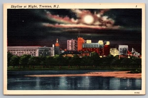 Vintage Postkarte - Skyline bei Nacht Trenton New Jersey NJ - Bild 1 von 2
