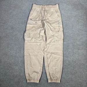 American Eagle Pants Womens 00 Short Beige High Rise Baggy Jogger Cargo NWOT - Picture 1 of 14
