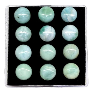 12 Pcs Natural Larimar 12mm Round Loose Cabochon Gemstones Wholesale Lot - Picture 1 of 8