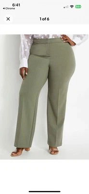 Pantalones de vestir Ashley Stewart polvorientos verde oliva pierna ancha talla 12 nuevos con etiquetas ($45) Foto 1 de 4