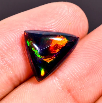 Natural Black Ethiopian Opal Triangle Cabochon Loose Gemstone 3.05 Ct 13X12X4 mm - Image 1 of 3