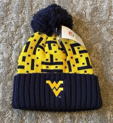 West Virginia Mountaineers NCAA BIG 12 Beanie Winter Pom Knit Ski Tetris Gaming - Image 1 of 4