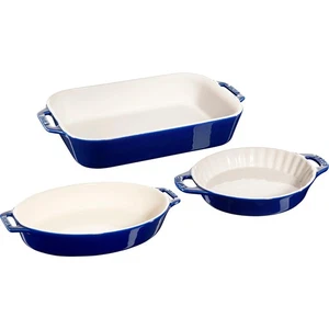 Ceramic Baking Dish Set, 3pc, Dark Blue - Bild 1 von 4