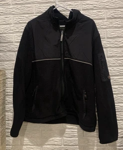 Eddie Bauer Fleece Jacket Men's XL Black Full Zip-up Polartec, Pockets *Flaw - Picture 1 of 20