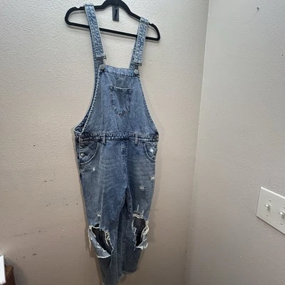 ONE TEASPOON Overalls Hooligan Distressed Fresh Blue Denim Jumpsuit Sz 31 / 12 - Image 1 of 4