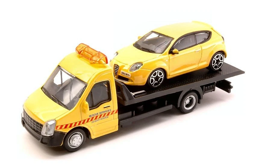 BBURAGO BU31406 ALFA ROMEO MITO + FLATBED TRANSPORTER 1:43 Modellino - Immagine 1 di 1