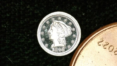 MINIATURE COIN 1848 QUARTER EAGLE 2.5 PROOF LIKE STERLING SILVER - Image 1 of 2