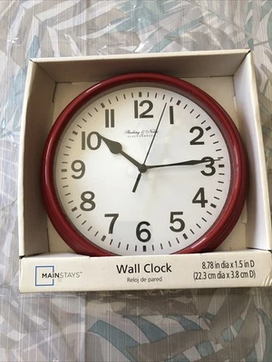 Mainstays Red Wall Clock, Battery Operated - NEW - Image 1 of 2