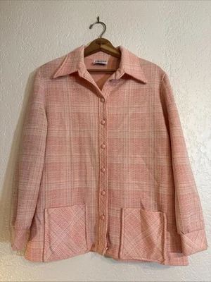 Vtg Jacket - NWOT by John’s Girl Inc. of Pink Plaid Poly, Size M - Grandma Chic - Image 1 of 4