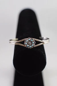 Brazalete Brazalete Plata Flor Turquesa Mary James Rosa Nativa Zuni Petit De Colección - Imagen 1 de 6