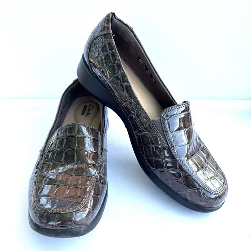 Scarpe mocassino Clarks Collection Gael Angora marrone coccodrillo goffrato 8 M