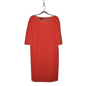 LAFAYETTE 148 NEW YORK NEU 498 $ Krepp gerafft gefüttert V-Ausschnitt Kleid Salsa Größe 12 - Bild 1 von 3