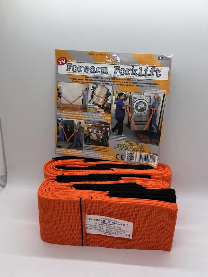 Correas de elevación para carretilla elevadora de antebrazo sistema de movimiento ajustable naranja como se ve en TV Foto 1 de 4