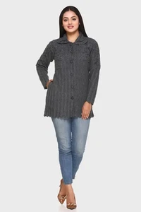 Mujeres Diseñador Bordado Suéter Indio Hermoso Bollywood Cachemira Cárdigan - Imagen 1 de 6