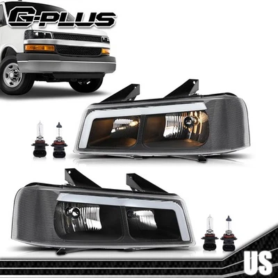 Fit For 2003-2019 Chevy Express GMC Savana Van LED DRL Headlights Headlamps - Image 1 of 4