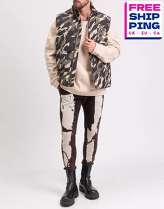 RRP€550 MOOSE KNUCKLES Down Gilet Size XL Green Camouflage Logo High Neck - Picture 1 of 10