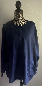 Greys Anatomy Scrub Jacket Sz 4XL Navy Dark Blue Signature Warmup Snaps L/S - Picture 1 of 3