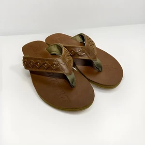 Tommy Bahama Waiheke Sandals Men’s 11 Brown Leather Thong Flip Flops Casual - Picture 1 of 6