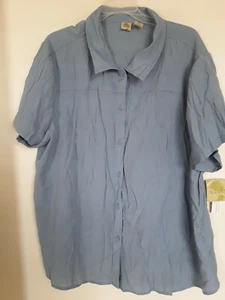 ISLANDER Blue Rayon Button Down Blouse Top Shirt Women's 2X NWT - Picture 1 of 3