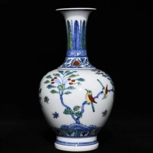 Jarrón de pájaro flor marca chenghua de porcelana de la dinastía Ming antigua china de 8,7" - Imagen 1 de 9
