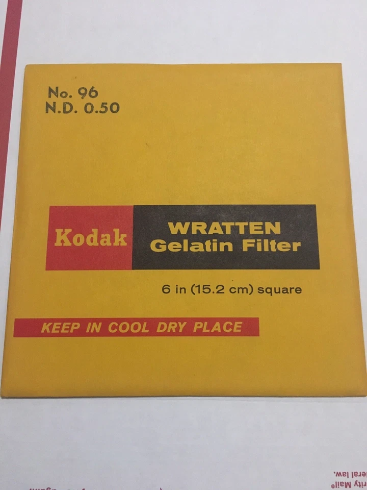 Kodak Wratten Gelatin  Filter No 96  N.D 0.50 Filter 6 x 6 inch. Unopened - Image 1 of 4