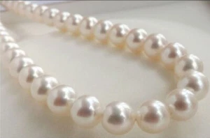 9-10MM PERFECT WHITE NATURAL ROUND SOUTH SEA PEARL LOOSE BEADS 15" AAA STRAND - Picture 1 of 2