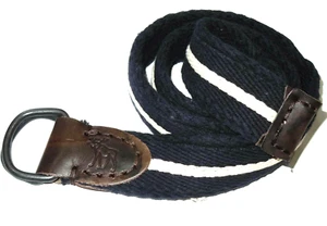 Cinturón de lona y cuero Abercrombie & Fitch con logotipo de alce - talla 32 - azul marino - Imagen 1 de 5