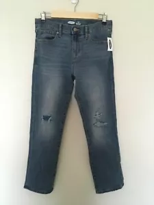 Old Navy Jeans Boys 12 Plus Blue Denim Straight Leg Karate Slim Adjustable Waist - Picture 1 of 14