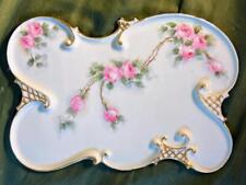 VTG Old GDA Limoges French Vanity Porcelain Hand Painted Dresser Tray Pink Roses