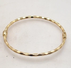 Small Medium Size Diamond Cut Oval Design Hinged Bracelet Real 14K Yellow Gold - Picture 1 of 4