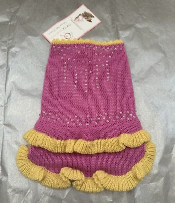 Oscar Newman Knitted Ruffle dress XXS/ Pink New With Tag - Image 1 of 4