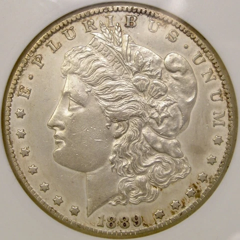1889 CC MORGAN SILVER DOLLAR GORGEOUS VERY SCARCE KEY DATE ANACS MS 62/63 DETAIL Cover